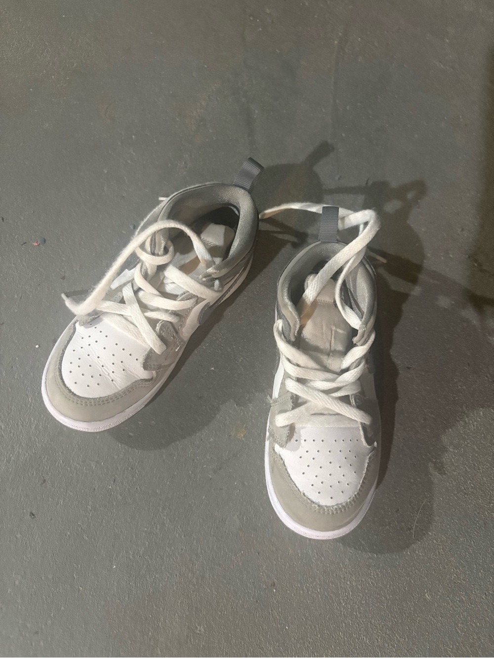 Women’s Casual White and Gray Lace-Up Sneakers